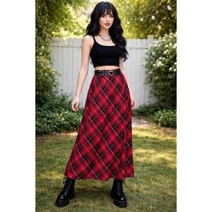 Cathy Daniels Skirt Size Medium Goth Punk Emo Kawaii Cosplay Plaid Y2K 90's Red